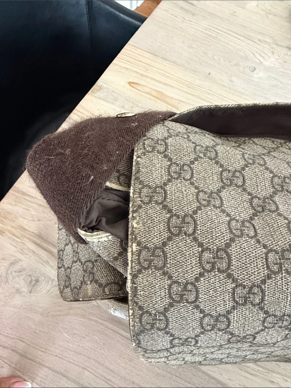 Designer-Style Beige Monogram Messenger Bag
